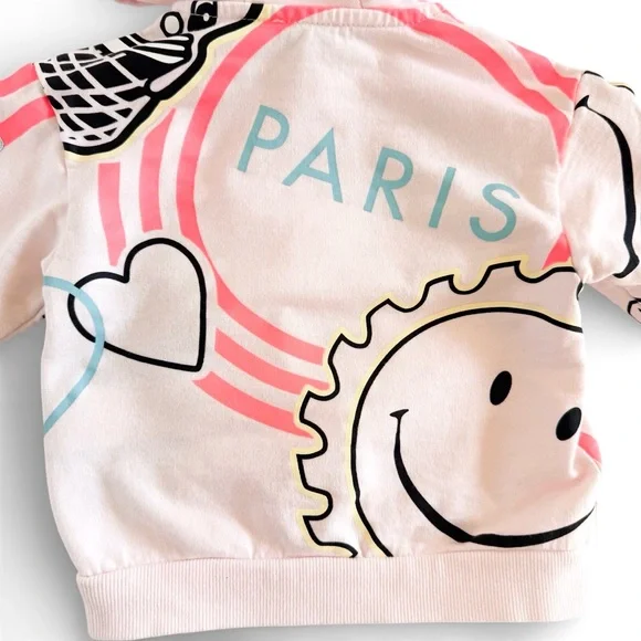 Kenzo Kids Paris Tiger Graphic Zip Hoodie Light Pink Sweatshirt Girls 2 (2A) - Picture 5 of 14